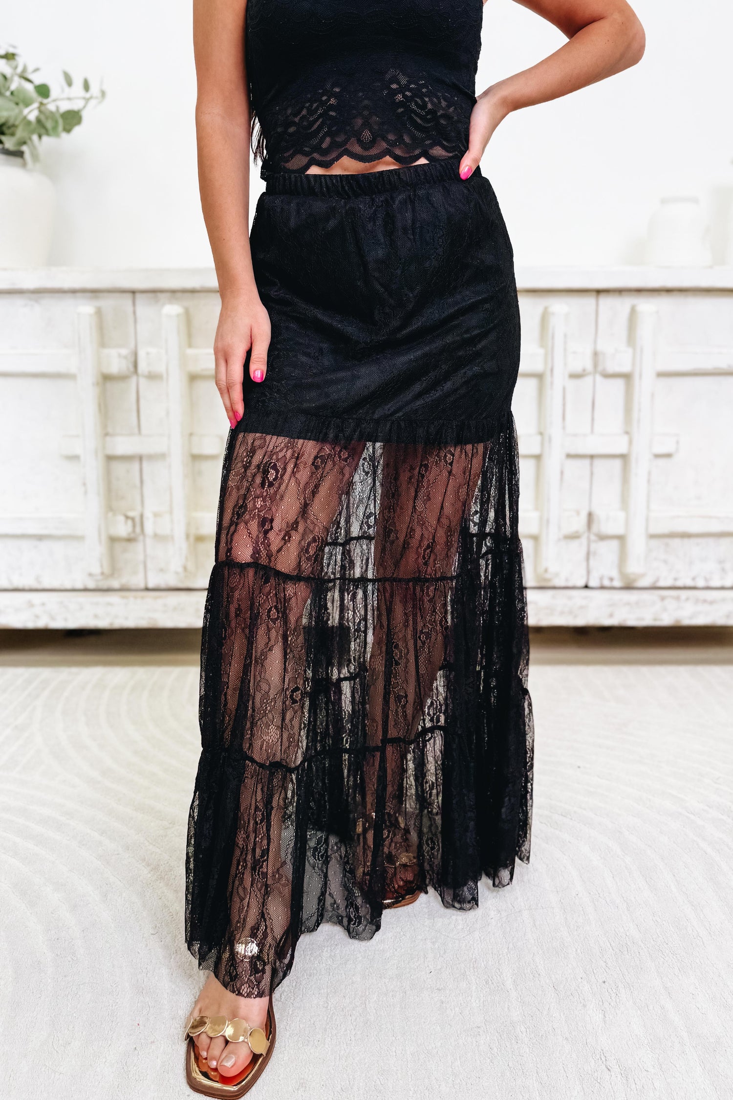 Twirl Me Midnight Lace Skirt