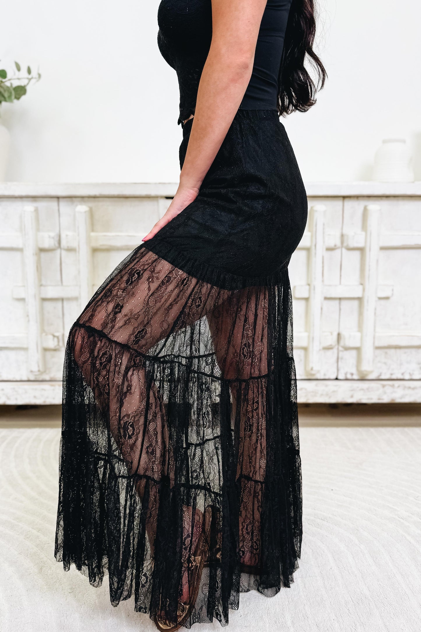 Twirl Me Midnight Lace Skirt