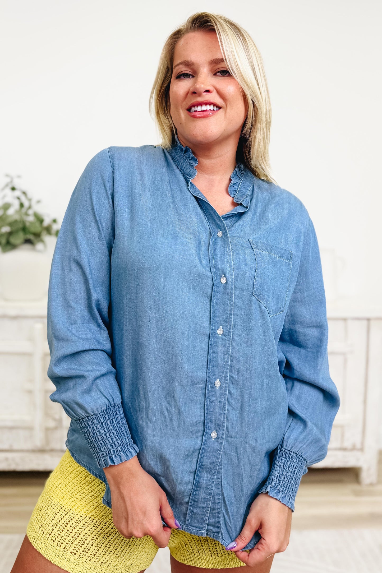 Sweet Blue Skies Chambray Top