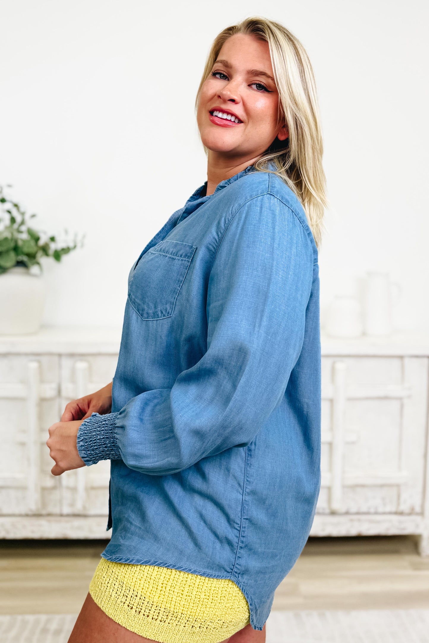 Sweet Blue Skies Chambray Top