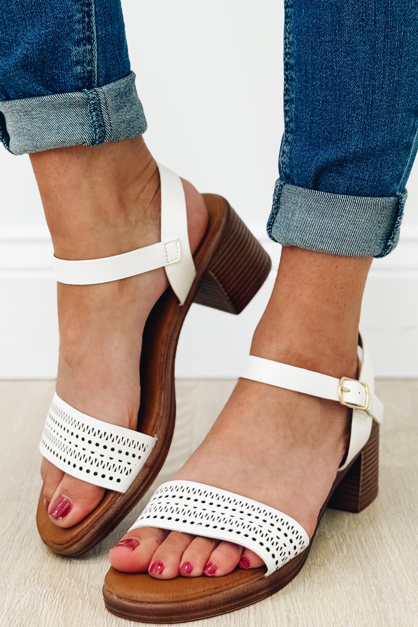 Arcy Heel Sandals - White