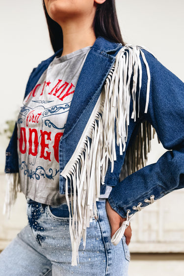 Like It Like That Fringe Denim Jacket