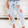 Smell The Roses Barrel Jeans - Light Wash