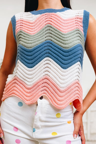 Sunset Waves Knit Tank