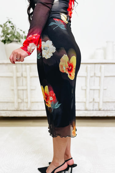 Spring Is In The Air Mesh Skirt - Black Red