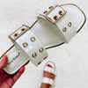 Press Double Buckle Flat Sandals - White