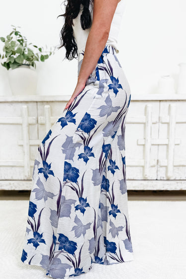 Sweet Like Honey Wide Leg Floral Pants - Blue