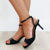 Furrow Square Toe Kitten Heels - Black