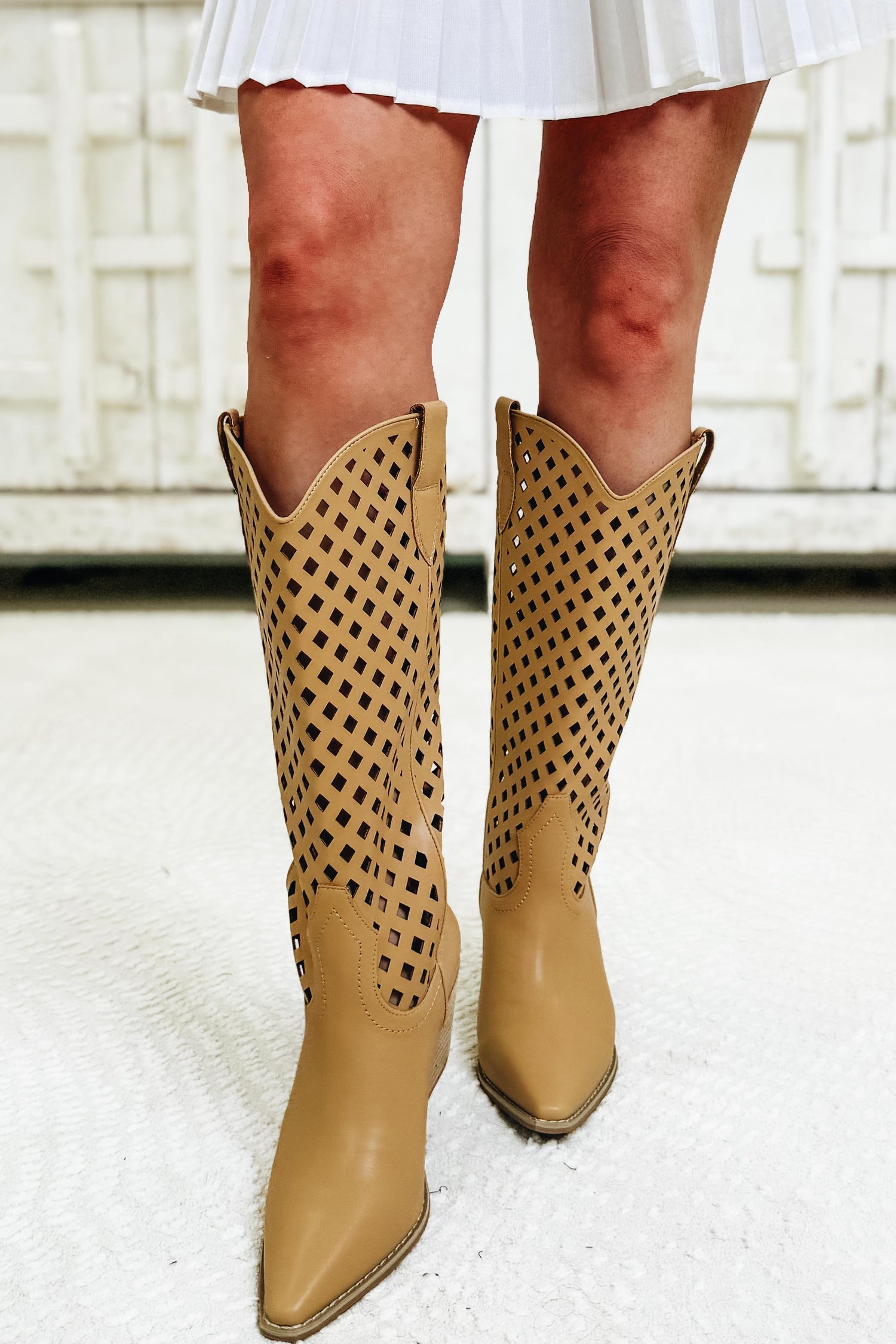 Deana Cut Out Western Boots - Camel