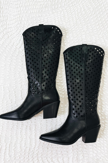 Deana Cut Out Western Boots - Black