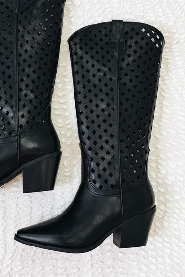 Deana Cut Out Western Boots - Black