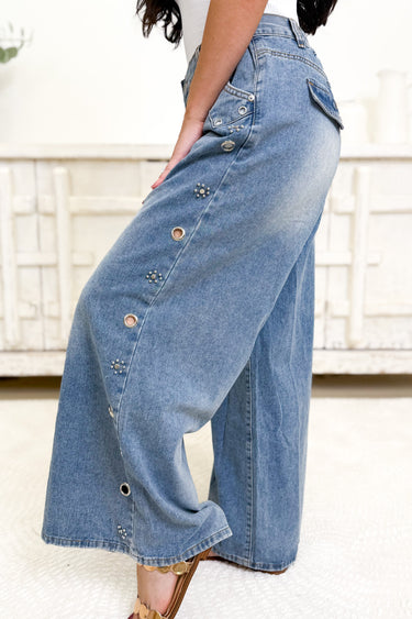 The Chic Staple Wide Leg Pants - Denim