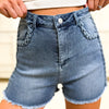 Braided Together Denim Shorts - Denim Blue