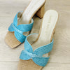 Santiago Raffia Heels - Light Blue