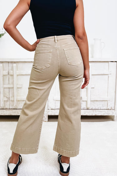 The Icon By Risen - Tummy Control Wide Leg Jeans - Latte