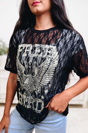 Free Bird Lace Graphic Tee - 2 Colors!