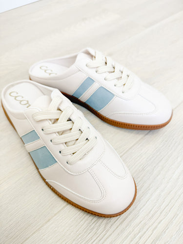 Brenda Casual Slip On Sneakers - White Baby Blue