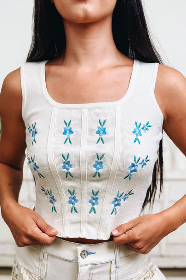 With The Floral Corset Tank Top