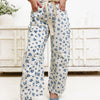 Floral Crush Denim Pants - Cream Blue