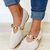 Dorothy Woven Square Toe Flats - Bone