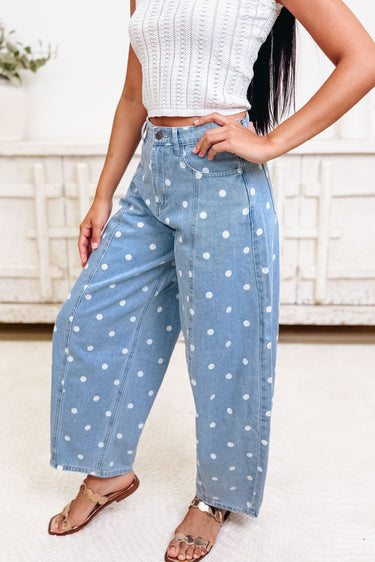 Polka Party Barrel Pants - Light Denim