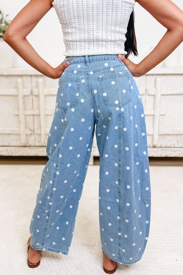Polka Party Barrel Pants - Light Denim