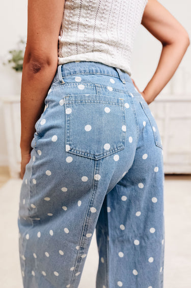 Polka Party Barrel Pants - Light Denim