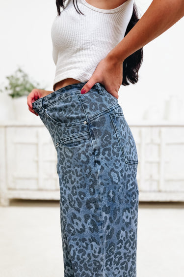 Lady Lovely Leopard Pants - Blue Denim