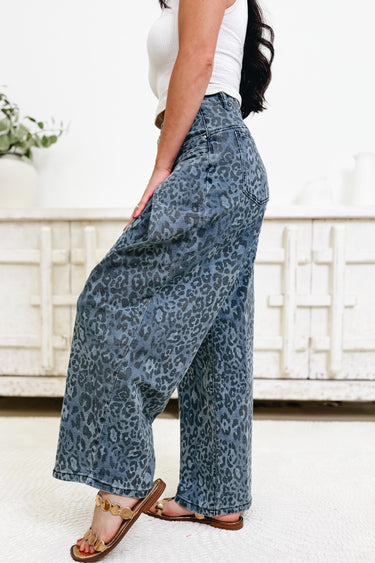 Lady Lovely Leopard Pants - Blue Denim