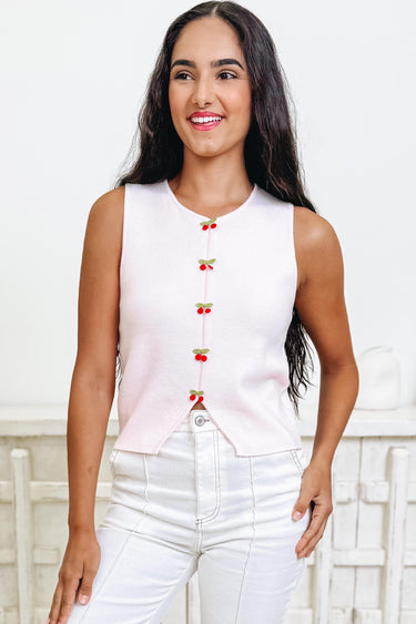 Bright & Cherry Button Top