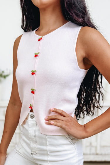 Bright & Cherry Button Top