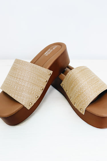 Uma Platform Sandals - Beige Raffia