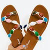 Agate Gem Slide Sandals - White