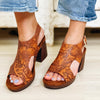 More Embossed Floral Heel Sandals - Tan