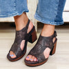 More Embossed Floral Heel Sandals - Charcoal