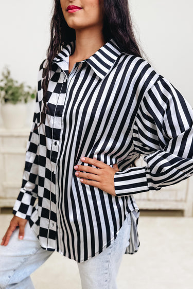 Split Decision Checker Stripe Top