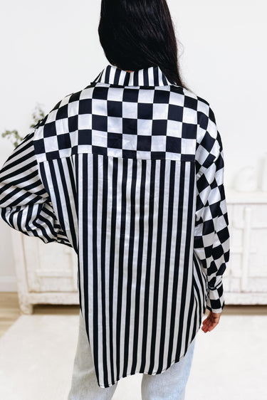Split Decision Checker Stripe Top