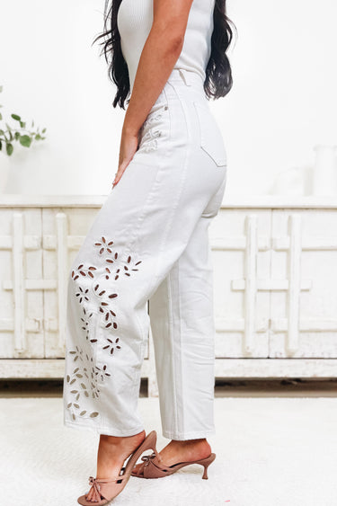 Pretty Little Pair By Saige Denim - Barrel Jeans - White
