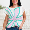 Intarsia Floral Top