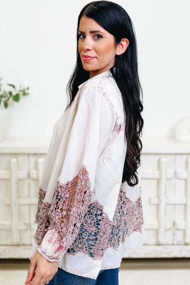 A Little Lace Love Button Down Top - 2 Colors!