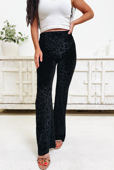 Wild Side Velvet Leopard Flare Pants - 2 Colors!