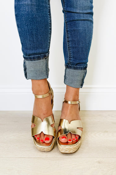 Appoint Woven Espadrille Wedges - Gold