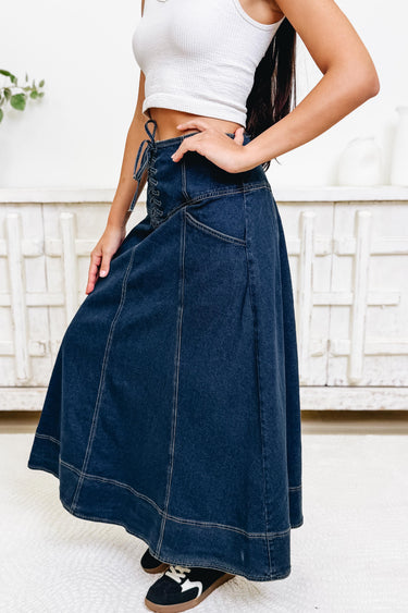 Down With The Good Times Denim Skirt