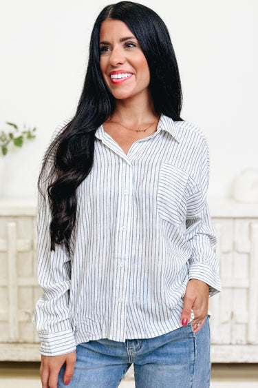 Comfort Icon Button Down Striped Top - 2 Colors!