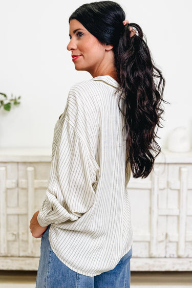Comfort Icon Button Down Striped Top - 2 Colors!