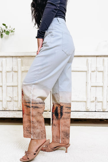 Riding Free Horse Tapered Pants - Light Blue