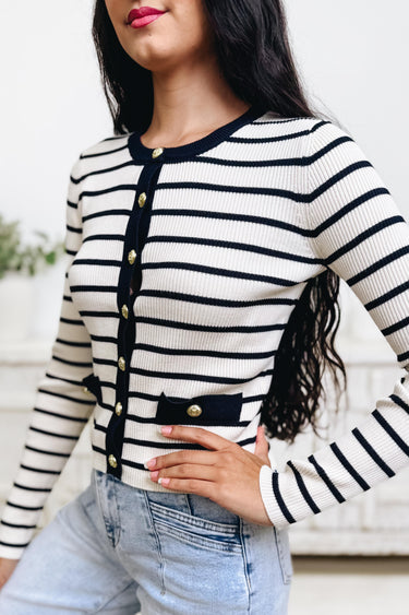 Timeless Elegance Striped Cardigan