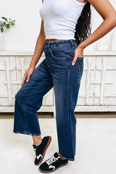No Better Feeling By Zenana - Wide Leg Jeans - Dark
