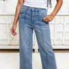 Sleek & Repeat By Zenana - Wide Leg Pintuck Jeans - Light
