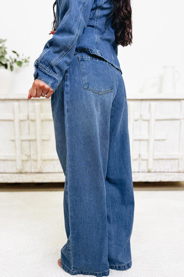Fit & Flare Denim Wide Leg Pants